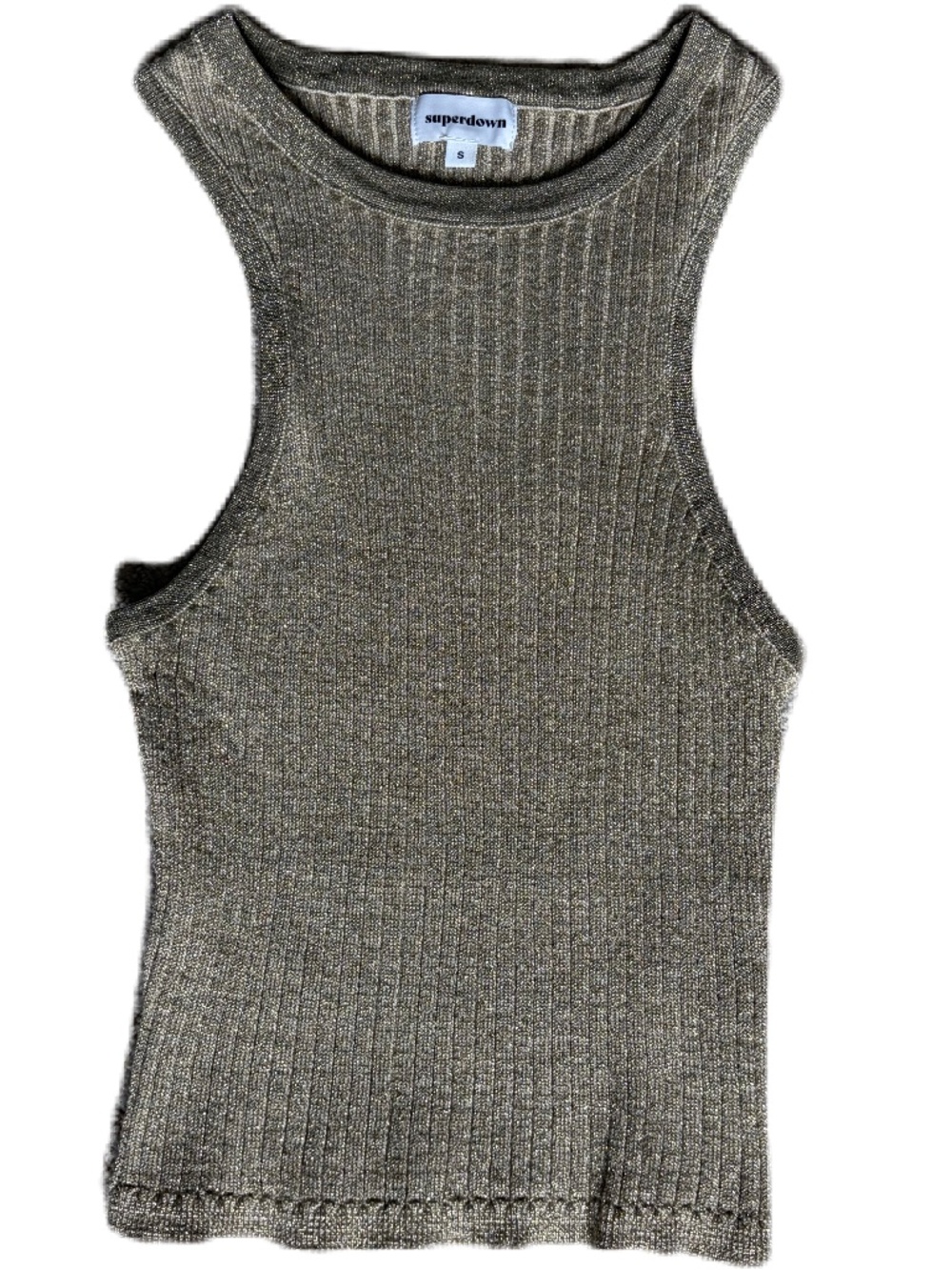 Superdown Sonya Rib Knit Sweater Tank Small Gold - Picture 4 of 13